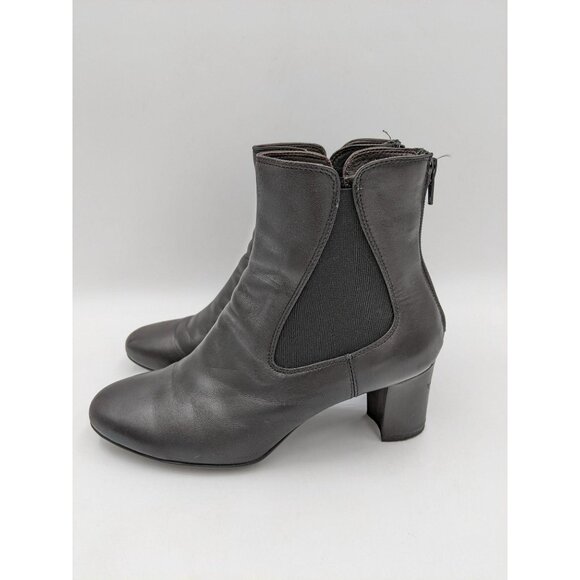 AGL women's black leather block heel zip ankle booties‎ 38 - Picture 3 of 14